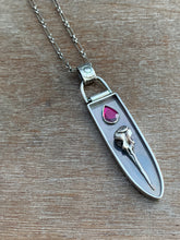 Load image into Gallery viewer, Hummingbird skull and garnet