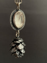 Load image into Gallery viewer, Cast cedar cone necklace with phantom Quartz
