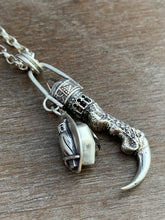 Load image into Gallery viewer, Cast owl talon and crystal pendant