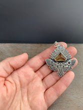 Load image into Gallery viewer, Moth Pendant with Sparkly Triangular Carved topaz.
