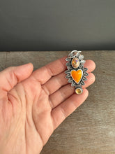 Load image into Gallery viewer, Orange Roserita and Opal Sacred Heart Pendant