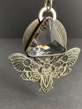 Load image into Gallery viewer, Moth pendant with vintage Swarovski Crystal prism