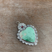 Load image into Gallery viewer, Variscite and tourmaline Sacred Heart pendant