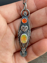 Load image into Gallery viewer, Owl pendant #12 - Opal and carnelian