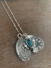 Load image into Gallery viewer, Our Lady of Guadalupe and teal kyanite charm set