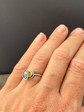 Load image into Gallery viewer, Tiny citrine with a fan accent ring size 7