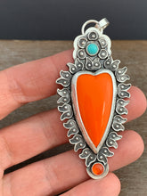 Load image into Gallery viewer, Roserita Turquoise and Carnelian sacred heart pendant
