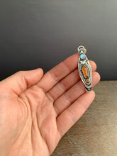 Load image into Gallery viewer, Owl pendant #1 - Orange Kyanite, Carnelian, and Blue Topaz