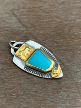 Load image into Gallery viewer, Sleeping Beauty Turquoise Set in 22k Gold with Solid 22k Gold accents.