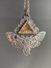 Load image into Gallery viewer, Moth Pendant with Sparkly Triangular Scapolite.