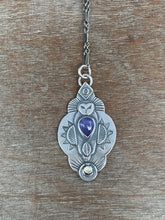 Load image into Gallery viewer, Owl pendant - Tanzanite and labradorite
