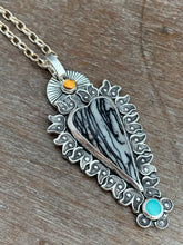 Load image into Gallery viewer, Net Jasper Amazonite and Citrine sacred heart pendant