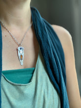 Load image into Gallery viewer, Owl pendant #2 - Orange and blue kyanite