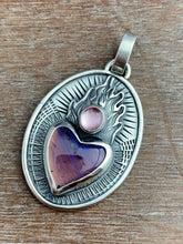 Load image into Gallery viewer, Rare Purple Leland Blue and Spinel Sacred Heart Pendant