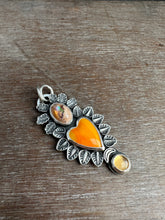 Load image into Gallery viewer, Orange Roserita and Opal Sacred Heart Pendant
