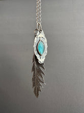 Load image into Gallery viewer, Cast Feather and Apatite Bird Charm