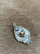 Load image into Gallery viewer, Sterling silver bee and honeycomb pendant