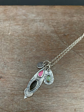 Load image into Gallery viewer, Tourmaline and Garnet Leafy Charms