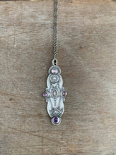 Load image into Gallery viewer, Owl pendant #13 - Amethyst and spinel