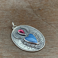 Load image into Gallery viewer, Leland blue and garnet Sacred Heart Pendant