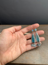 Load image into Gallery viewer, Apatite and moonstone earrings with dangling dots
