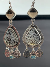 Load image into Gallery viewer, Montana agate, Smokey Quartz, and Larimar earrings