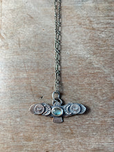 Load image into Gallery viewer, Labradorite stamped owl pendant
