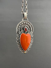 Load image into Gallery viewer, Orange rosarita Sacred Heart pendant