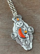 Load image into Gallery viewer, Owl pendant #9 - Rosarita Moon and Citrine