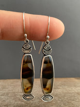 Load image into Gallery viewer, Montana agate eye and moon earrings