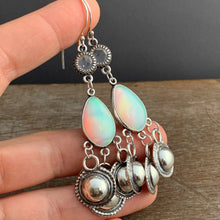 Load image into Gallery viewer, Man made Opal and Quartz earrings