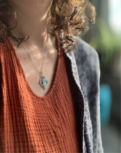 Load image into Gallery viewer, Aquamarine “ice” crystal charm pendant