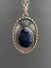 Load image into Gallery viewer, Blue sapphire and Our Lady of Guadalupe pendant