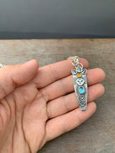 Load image into Gallery viewer, Owl pendant #15 - Blue Topaz, and Citrine