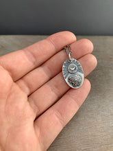 Load image into Gallery viewer, Sterling silver bee and moon pendant