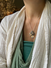 Load image into Gallery viewer, Elephant garnet and peach moonstone charm set.