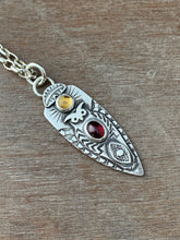 Load image into Gallery viewer, Owl pendant #16 - Garnet and Citrine