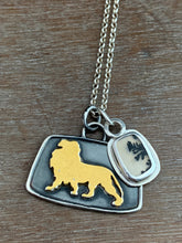 Load image into Gallery viewer, Dendritic agate and gold Lion Charm set