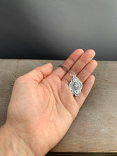 Load image into Gallery viewer, Sterling silver Owl pendant with diamond shape