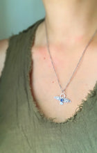 Load image into Gallery viewer, Small kyanite stamped bird pendant