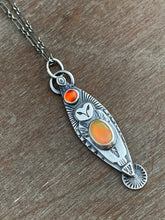 Load image into Gallery viewer, Owl pendant #12 - Opal and carnelian