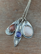 Load image into Gallery viewer, Botswana Agate, Peach moonstone, and Tanzanite Charms