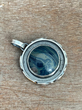 Load image into Gallery viewer, Swirly Leland blue fish parable pendant