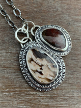 Load image into Gallery viewer, Petrified peanut wood and natural sapphire charm set