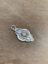 Load image into Gallery viewer, Sterling silver Owl pendant with diamond shape