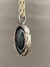 Load image into Gallery viewer, Swirly Leland blue fish parable pendant