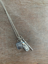 Load image into Gallery viewer, Moonstone plant pun “you grow girl” charm necklace set