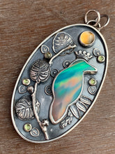 Load image into Gallery viewer, Aurora borealis raven necklace