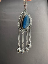 Load image into Gallery viewer, Labradorite medallion with 4 handmade jingles