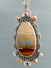 Load image into Gallery viewer, Polychrome jasper, carnelian, topaz, citrine and kyanite medallion